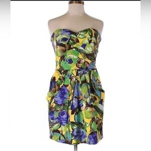 Floral Strapless Dress - Multicolor
